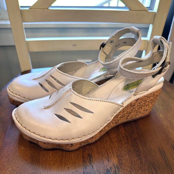 El Naturalista Shoes - El Naturalista Wedge Sandals Womens 38 White Leather Cork Platform 401 Spain